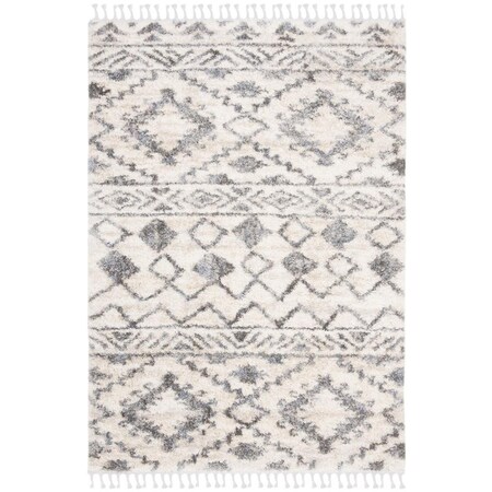 Safavieh 10 x 14 ft. Berber Fringe Shag Power Loomed Rectangle Area Rug; Cream & Navy BFG606A-10